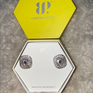 Earring Reveal Silver Crystal Cushion Stud Earrings
